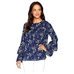 MK- Floral, Bell Sleeve Top